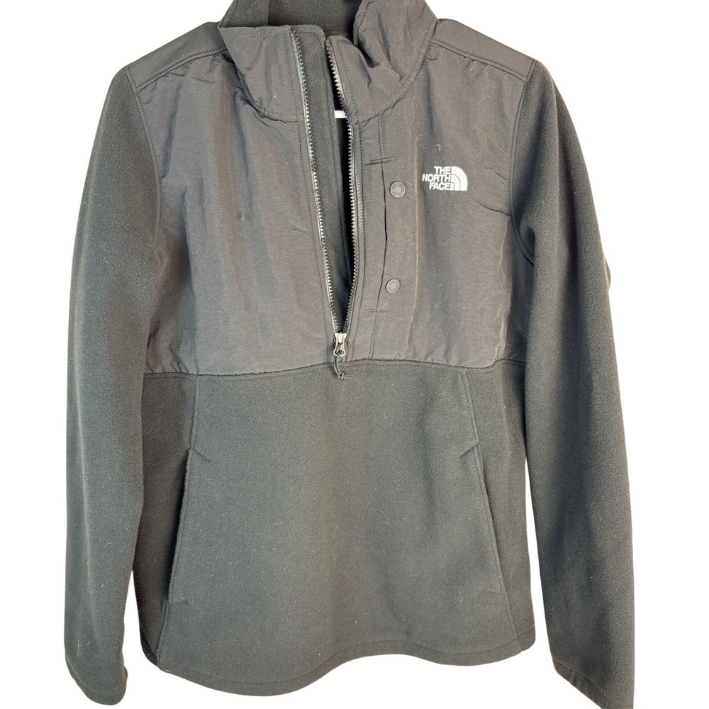 The North Face Womens Black Quarter Zip Fleece Pullover Jacket Size Medium M